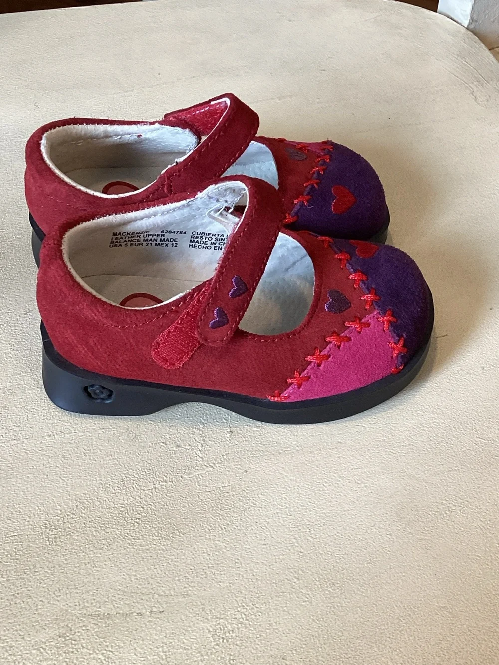 Gerber Baby Shoes Red and Purple Heart Mary Jane Shoes Size 5 LNWOT